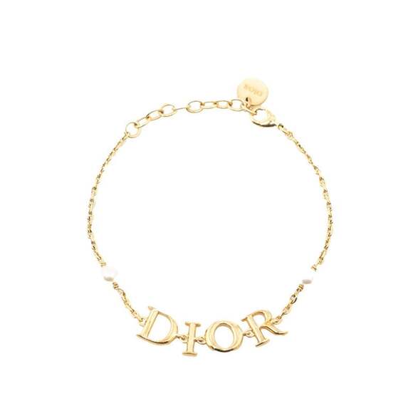 Christian Dior Dior Faux Pearl Bracelet Gold Plated Women's